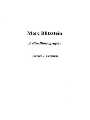 cover image of Marc Blitzstein
